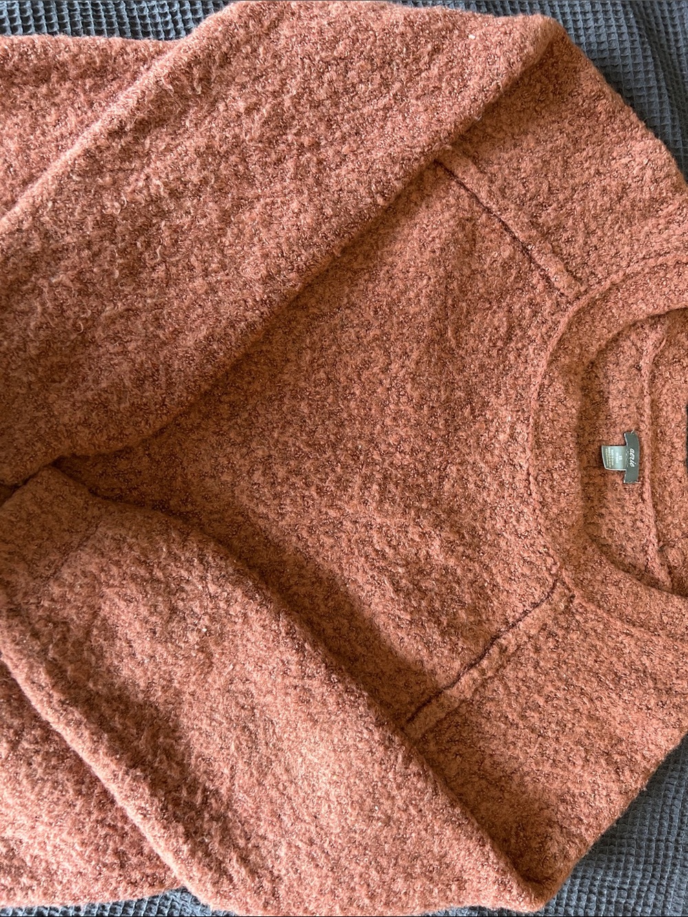 aerie Rust Bouclé Crewneck Sweater